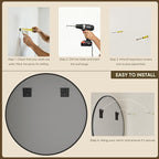 Antok 30 Inch Round Mirror for Wall, Round Bathroom Mirror, Circle Wall Mirrors - Image 7
