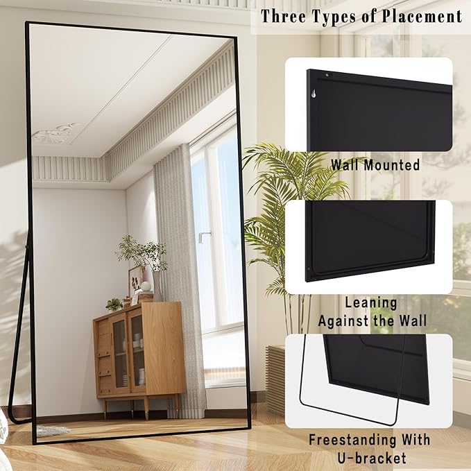 BEAUTYPEAK 76"x34" Rectangle Full Body Floor Mirrors, Full Length Mirror - Image 4