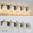 Black Gold Crystal Vanity Light Over Mirror 5 Lights Bathroom Wall Lighting - Image 3