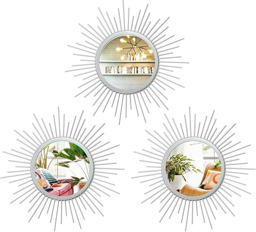 3 Set Sunburst Mirrors for Wall Decorative Metal Mirrors Small Mirror Sets by Cityelf