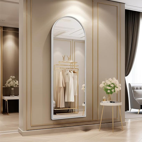 48x16 inches Arch Bathroom Full Length Mirror, Metal Aluminum Frame Modern - Image 2