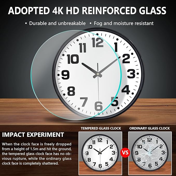 Wall Clock, 8inch Modern Silent Non-Ticking Wall Clocks Battery Operated - Image 5