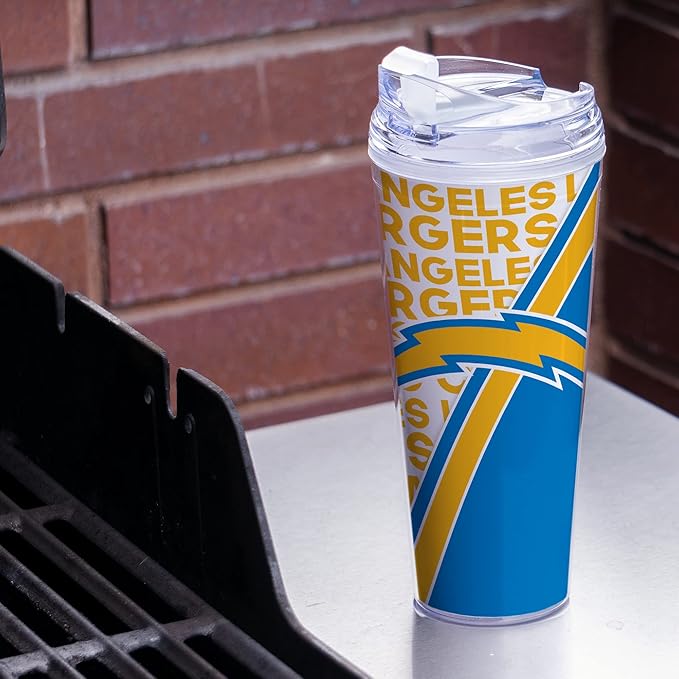 NFL Football 24oz Acrylic Tumbler with Hinged Lid, Officially Licensed Double Wall Tumbler for NFL Fans