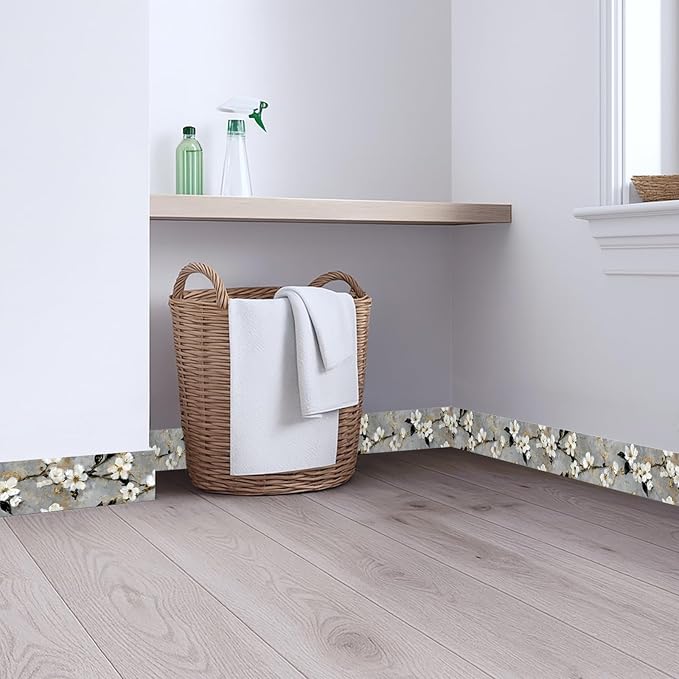 Cherry Blossom Wallpaper Border 196x4 Inch Peel and Stick Wall Border Gray - Image 4