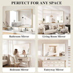 Koonmi Gold Rectangle Wall Mirror, 20x30 Inch Bathroom Mirror, Aluminum Frame - Image 7