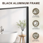 FICTOR Bathroom Vanity Mirror-Black, Shatterproof & Anti-Rust, Wall Mount - Image 5