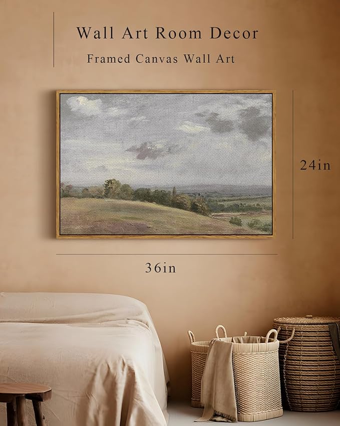 InSimSea Framed Canvas Wall Art Vintage Decor, WildField Landscape Painting - Image 5
