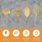 MOROBOR Decorative Iron Hooks, 4-Piece Ginkgo Maple Leaf Shape Gold Wall - Image 3
