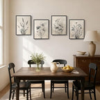 Framed Vintage Botanical Wall Art, 4 Piece Neutral Rustic Boho Floral Canvas - Image 3