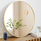 NEWBULIG Round Bathroom Mirror for Over Sink, 28 Inch Wall Mount Vanity Circle by NEWBULIG
