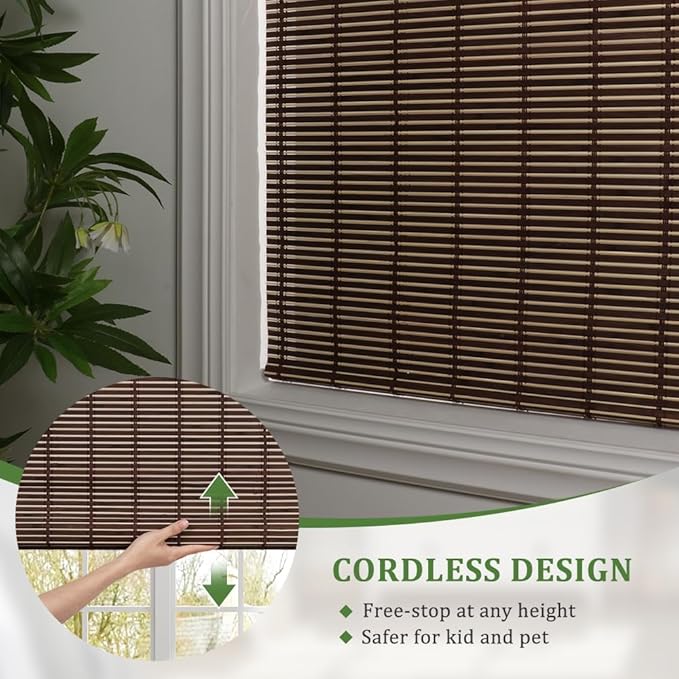 SEEYE Cordless Bamboo Blinds Shades, Light Filtering Bamboo Roller Shades - Image 4