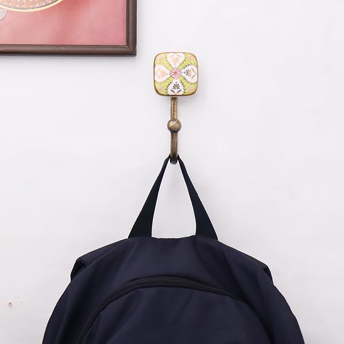 Indian Shelf Pack of 12 Ceramic Wall Hooks Modern - Image 9