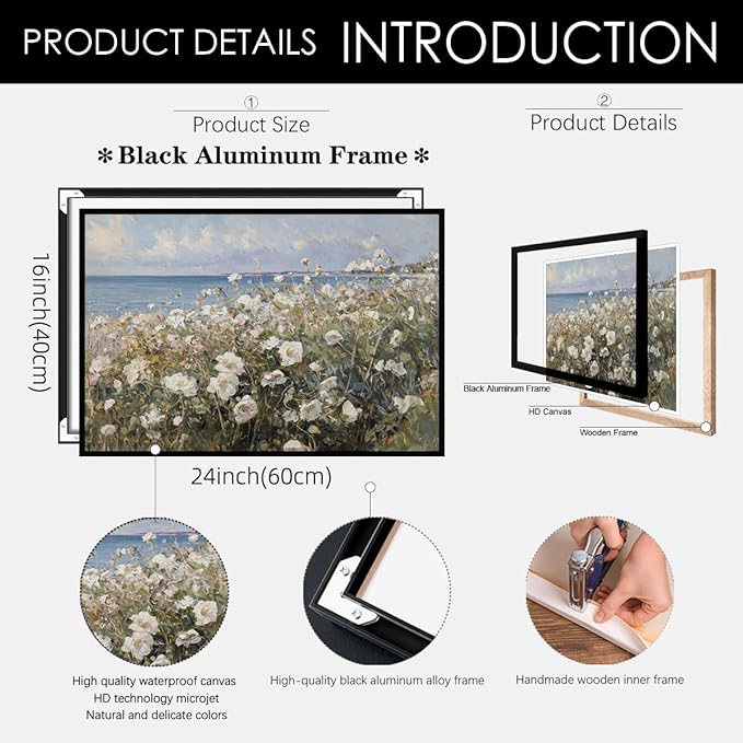 Nature Landscape Wall Art Coastal Wildflower Poster 16X24 inch Black Framed - Image 2