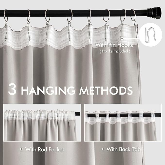 MIULEE Stone Back Tab Blackout Curtains 84 Inch Length 2 Panels Set - Image 4