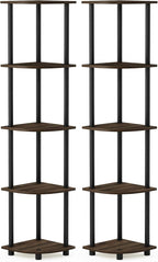 Furinno TURN-N-TUBE Corner Shelf Set of 2, 5-Tier Corner Bookshelf, Open by Furinno-FitsYourSpaceFitsYourBudget