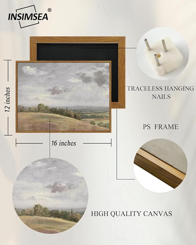 InSimSea Framed Canvas Wall Art, Vintage Decor - Image 5