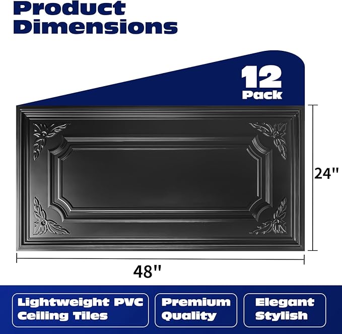 Art3dwallpanels 12 Pack Drop Ceiling Tiles, 2x4 Ft PVC Decorative 3D Wall Panel - Image 2