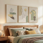 Framed Abstract Boho Wall Art for Living Room, 3 Piece Large Neutral Canvas - Image 2