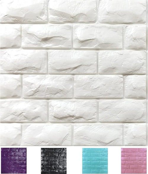 30PCS 3D Wall Panels Peel and Stick Faux Brick Wallpaper White Self Adhesive by Yutianli