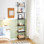 HOOBRO DIY Ladder Shelf, 6-Tier Wooden Wall Mounted Bookshelf, Narrow Bookcase - Image 9