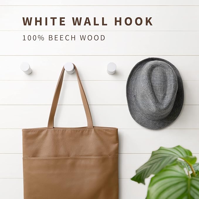 NAUMOO Wooden White Wall Hooks - Image 2