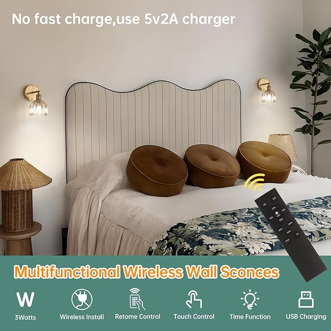 Shenmoyl Battery Operated Vintage Wall Sconces - Image 4