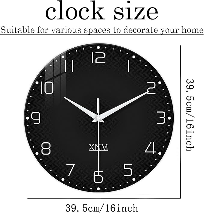 XNM Minimalist Wall Clocks Battery Operated 16 Inches Or Larger Black Wall Clock - Image 3