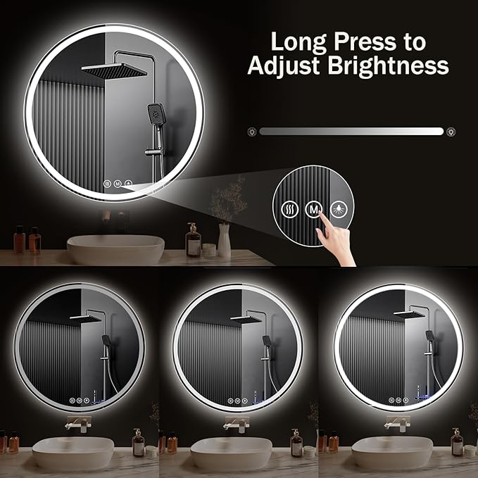 LED Bathroom Mirror 24 Inch Round Bathroom Mirror - Image 6