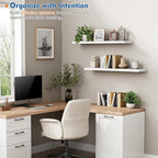 Harwaya White Wood Floating Shelves 36 Inches Long Set of 2, Large Modern Wall - Image 4