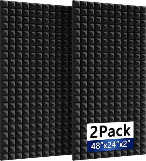 2Pack Sound Proof Foam Panels |48"×24"×2" Quick-Recovery Soundproof Wall Panels by GeynnpleSoundproofBoards