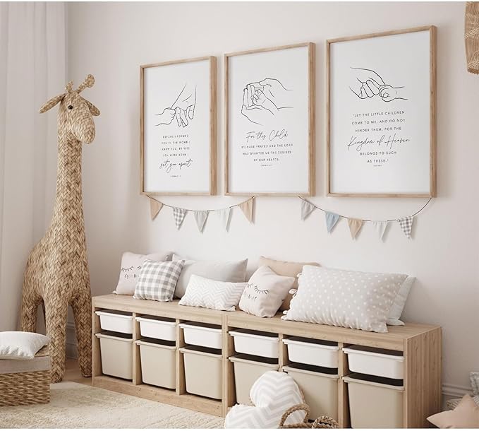 Joocrise Nursery Scripture Wall Art Set of 3 Nursery Bible Verse Wall Decor - Image 3