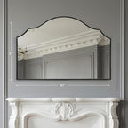 Besdomus Large Scalloped Black Mirror: 47"x31" Modern Minimalist Wood Frame - Image 4