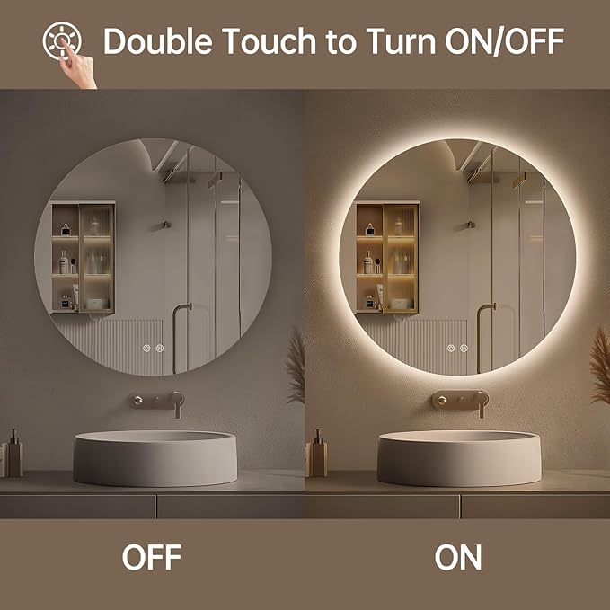 LOVESPEJO 24 Inch Round Backlit Bathroom Mirror - Image 4