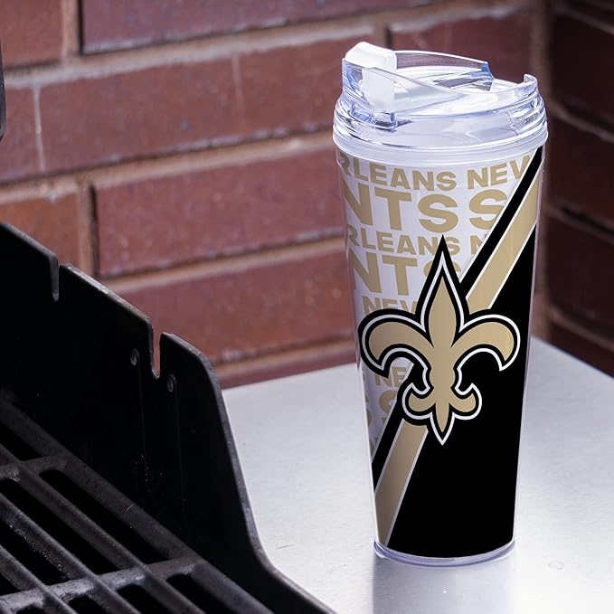 NFL Football 24oz Acrylic Tumbler with Hinged Lid, Officially Licensed Double Wall Tumbler for NFL Fans