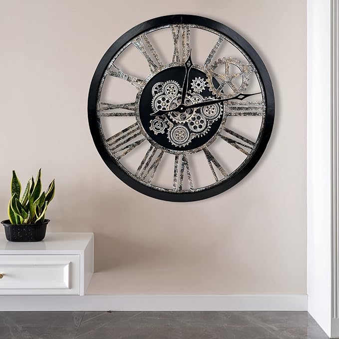 The B-Style Large Real Moving Gears Wall Clock 30 inch Rustic Retro Industrial - Image 6