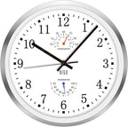 HITO 12 Inch Silent Wall Clock Battery Operated Non Ticking Glass Cover Silver by hito