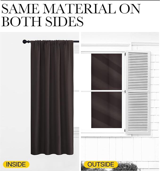 NICETOWN Blackout Curtains for Living Curtains, Toffee Brown, 1 Pair, 34-inch W - Image 5