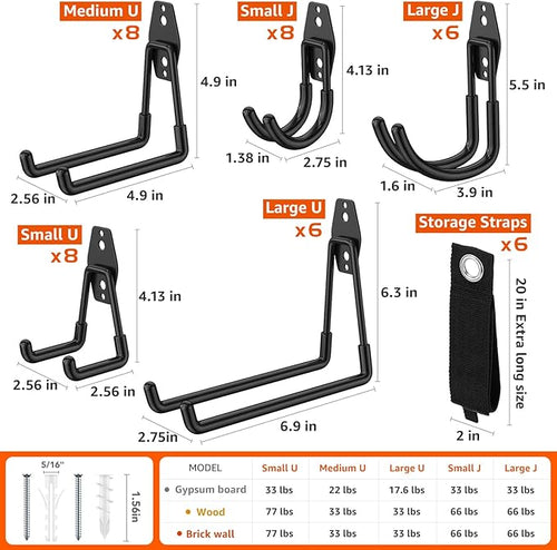42 Pack Garage Hooks with Anti-Slip Coating Heavy Duty Wall Mount Hooks - Image 2
