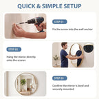 DUMOS 24-Inch Round Wall Mirror, Bathroom Wall Circle Mirror - Image 6
