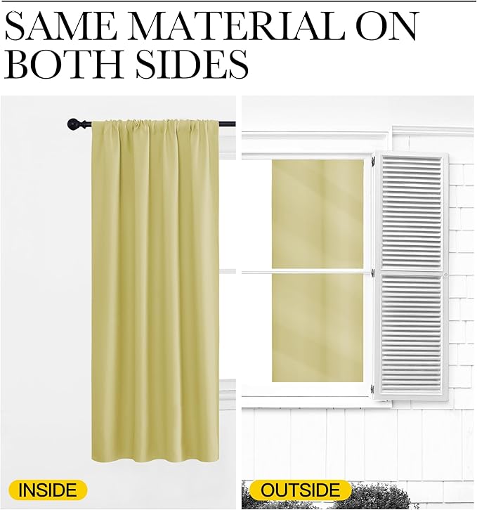 NICETOWN Window Curtains Blackout Drapes, Paler Yellow, 1 Pair, 52 by 84-Inch - Image 5