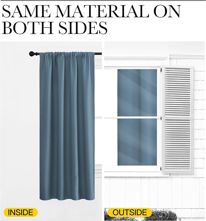 NICETOWN Blackout Curtains for Living Curtains, Smoky Blue, 1 Pair, 34-inch W x - Image 5