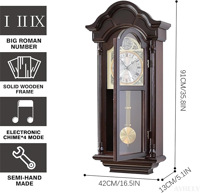 AYRELY® 36IN Big Grandfather Vintage Wall Clock - Image 2