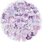 Purple Bow Stickers 55Pcs Vinyl Cute Aesthetic Bows Stickers for Water Bottle Scrapbook Laptop Luggage Helmet Bike Computer Motorcycle Skateboard,Waterproof Funny Trendy Decals for Teens Girls Women