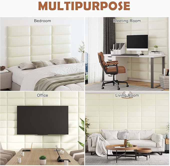 IFNOW Wall Mounted Upholstered Headboard Full, 3D Peel and Stick Soundproof - Image 7