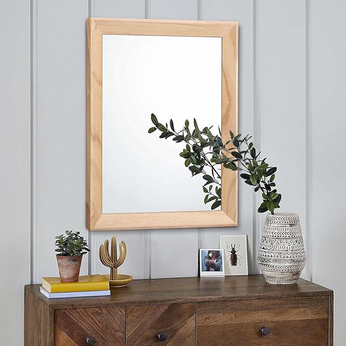 AAZZKANG Rustic Mirrors for Wall Rectangle Wood Frame Mirror Decorative for - Image 3
