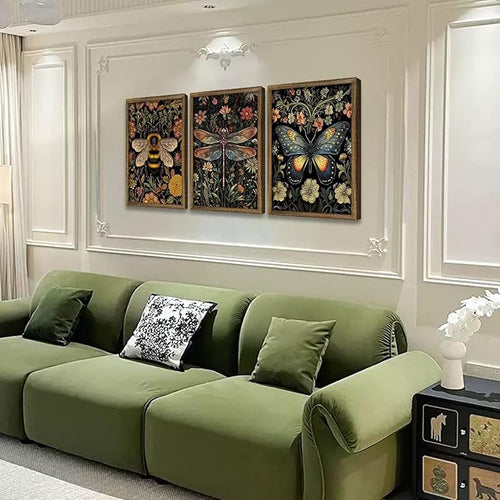 3 Pcs Framed Retro Insect Wall Art Decoration Paintings - Image 2