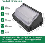 LED Wall Pack Light with Dusk to Dawn Photocell, 120W 15600LM 5000K Daylight - Image 2