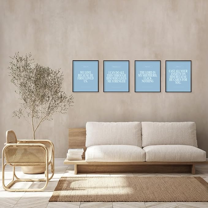 Locomiss Light Blue Christian Wall Art Decor Posters, Modern Bible Verse Prints - Image 4