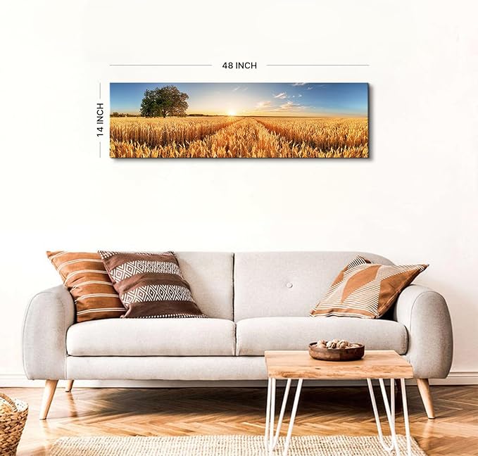 Sunset Forest Wall Art Nature Wheat Field Landscape Pictures Wall Decor - Image 6