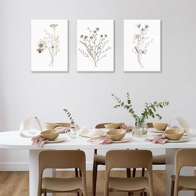 Bwodke Framed Wildflower Wall Art Butterfly Bee Botanical Floral Poster Canvas - Image 8